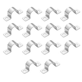 2 Hole Conduit Clips,U Shaped Connector Bracket,14Pcs 304 Stainless Steel Conduit Clamps Pipe Clip Mounting Brackets Heavy Duty Pipe Strap Clamp Metal U Bracket for Water Pipes Gas Pipes Cable Fixing
