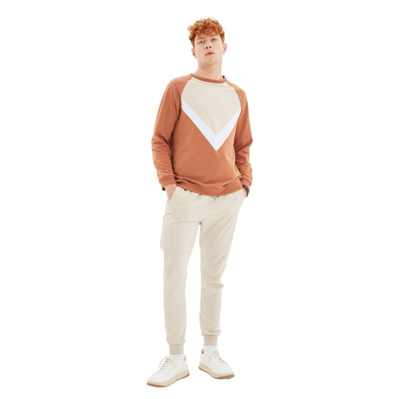 TRENDYOL Men's Menswear Normal Waist Regular Sweatpants, beige