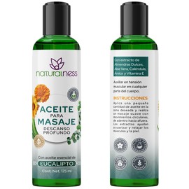 Naturalness - Aceite Descontracturante y Relajante para Masaje Descanso Profundo 125 ml – Aceite Corporal con Almendra, Árnica, Caléndula y Aloe Vera, con Vitamina E y Aceite Esencial de Eucalipto