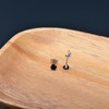 3MM Sterling Silver Earrings Obsidian Black Cubic Zirconia Studs for