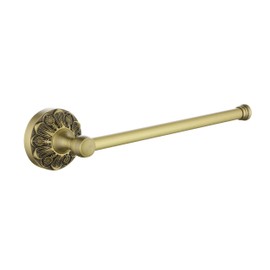 Lucyound Antique Brass Hand Towel Bar, 12 inch Open-Ended Small Towel Holder Wall Mounted, Vintage Gold Decorative Bathroom Accessories, Petal-Relief Series