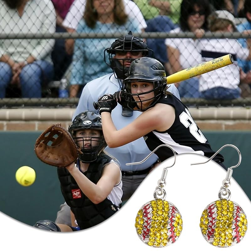 Softball Dangle Drop Earring for Women Dangling Earring for Sister