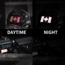 IronSeals 2 Pack Reflective Tactical Canada Flag Patch, Morale Canada Flag Hook Backing Emblem Patches