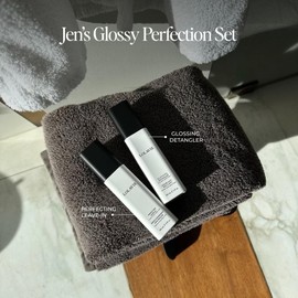 LolaVie Jen's Glossy Perfection Set - Includes Glossing Detangler (5 oz) & Perfecting Leave-In Conditioner (5 oz) - 450-Degree Heat Protectant - Vegan, Cruelty Free, Color Safe - All Hair Types