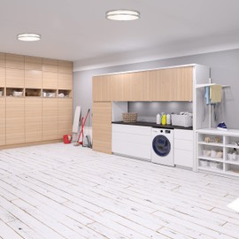 Sunset Lighting F9913-80-1-4K 12 In LED Flush Mount - Acrylic Lens, Dimmable - with Bright Satin Nickel