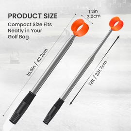 FINGER TEN Golf Ball Retriever Pole for Water Telescopic 9 Feet 12 Ft with Golf Towel, Golf Ball Grabber Picker Hinged Cup Retractable Stainless Steel Shaft (Orange, 12 Ft)
