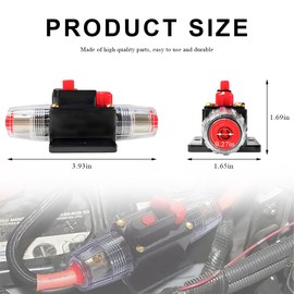JUSTTOP 30A Audio Inline Circuit Breaker Reset Fuse, 12V-48V DC Inline Fuse Holder with Manual Reset, Car Circuit Breaker Fuse Holder Inverter for Marine Boat Stereo Switch