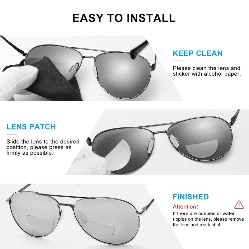 OKH 3-pack Stick-on Reading Glasses Lens +1.75 Adhesive Magnification Bifocal