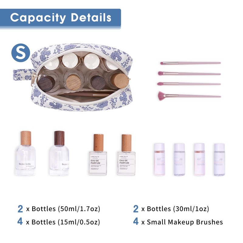 Narwey Cute Floral Small Makeup Bag for Purse Make Up