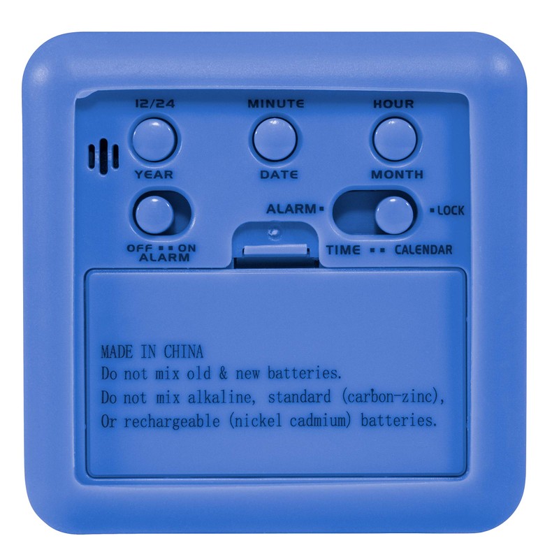 Equity 70913 Digital Blue Silicone Cube Alarm Clock with On-Demand