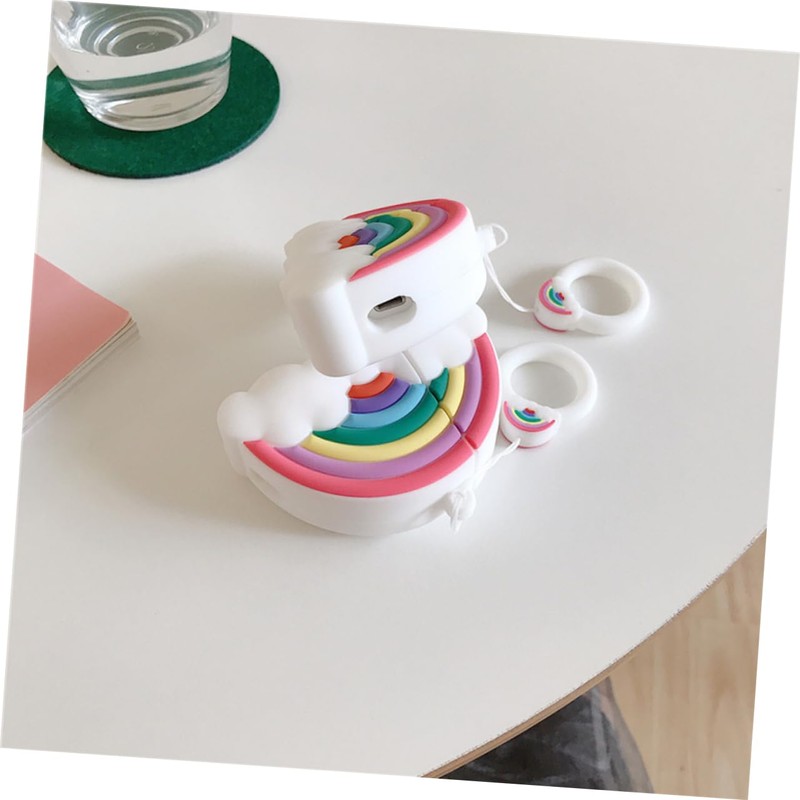 jojofuny 3pcs Cartoon Rainbow Wireless Earphone Cover Protective Case for