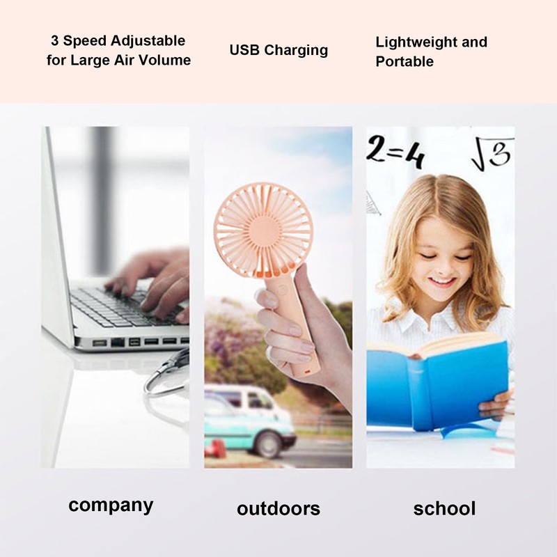 Handheld Electric Fan 4‑Blade 3‑Speed Adjustable USB Rechargeable Cooling Tool