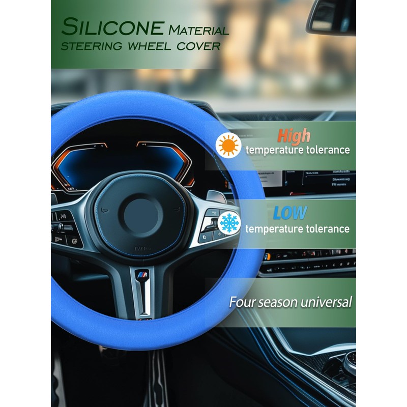 LRITER Car Steering Wheel Cover, Non-Slip Silicone Material, Multiple Color