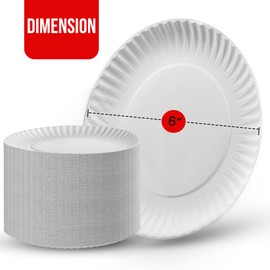 Small Paper Plates - [100-Pack] - (6-Inch Round) - White 6 Inch Paper Plates, Lightweight Uncoated Disposable Plates - For Crafts, Events, Projects, Dry Foods & General Use | XpressPak