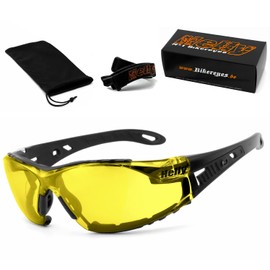 HELLY® - No.1 Bikereyes® | Biker Glasses, Motorcycle Glasses, Motorcycle Sunglasses | Test Winner: Anti-Fog, Windproof, Shatterproof, Top Wearing | Glasses: Moab (xenolit (Yellow))