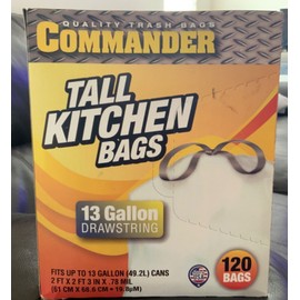 Aluf Plastics 13 Gallon 0.78 MIL White Plastic Trash Bags Unscented - 24 x 27 - Pack of 120...