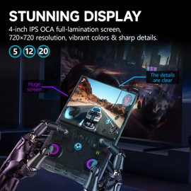 R36MAX Retro Handheld Game Console with 128G Built-in 18000+ Classic Games,2025 New Upgrade Portable Hand Held Open Source Linux System 4.0-in IPS Screen Video Player for Adults Arcade(Black 128GB)