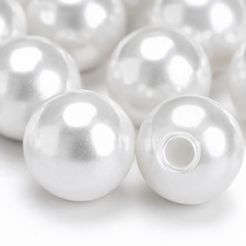 Perlin Cultured Pearls Imitation Pearls White 10 mm Mother of Pearl Wax Beads