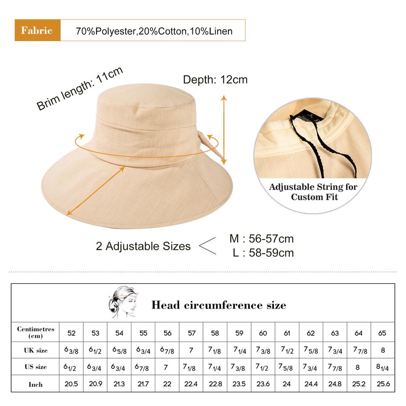 Comhats Women Wide Brim Sun Hat UPF 50 UV Sun