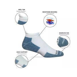 Top Flite Mens Moisture Wicking Seamless Toe Heel Tab Sport Socks 3 Pair Pack
