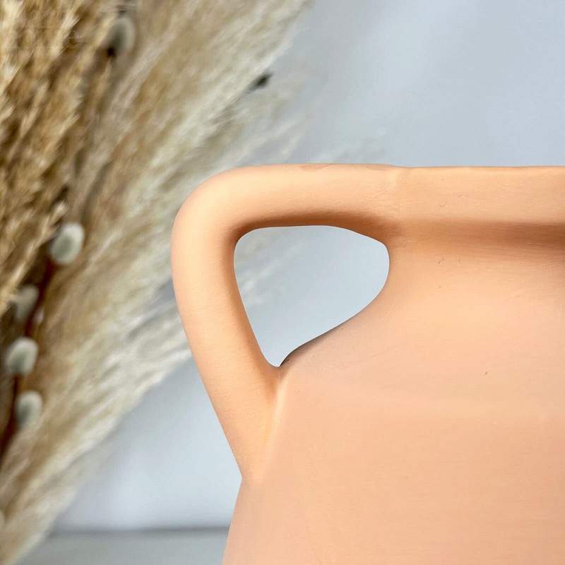 Terracotta Bottle Vase With Handle 20cm Roman Style Ceramic Flower