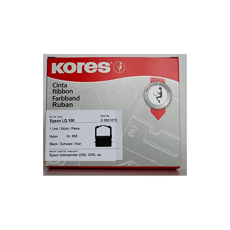 Kores G658NYS"Black Ink" Nylon Ribbon for Epson LQ 100