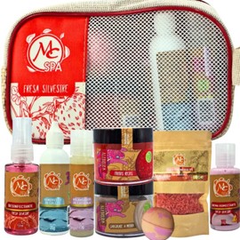 MC Nails Maria Cibeles Set de 9 Artículos para Spa en Casa para Pies Pedicure Kit de Tratamiento Completo de Spa para Pies Color Fresa Silvestre