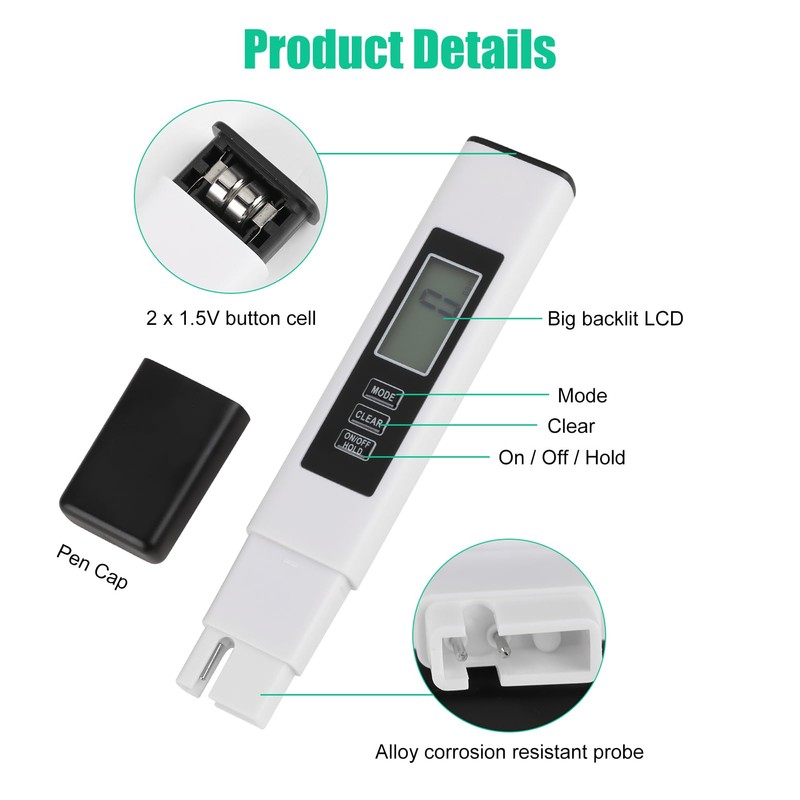 Tds Meter Water Testing Kits For Drinking Water 3-In-1 Water