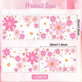 Glow in The Dark Big Daisy Wall Decals，Glowing Luminous Large Cute Daisy Wall Stickers Colorful Removable self-Adhesive Pink White Flower Decals for Girls Bedroom Kids Baby Nursery Living Room Decor