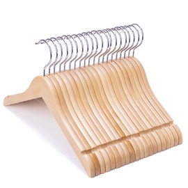 Nature Smile Juniors Preteen Older Children Wooden Coat Hangers 14 Inches Wood Dress Shirt Jacket Hangers with Anti-Rust Hook (20 Pack Natural)