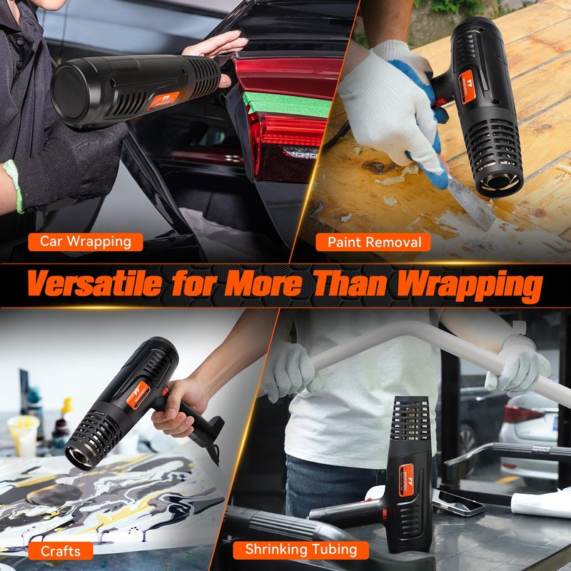 WRAPXPERT Heat Gun for Vinyl Wrap 1600W 122℉-1202℉ with 2