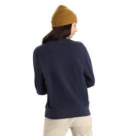 Icebreaker Merino Wool Sweatshirt for Women, Crewneck - Soft, Warm Organic Cotton - Long Sleeve Pullover for Casual Wear, Midnight Navy II, X-Small