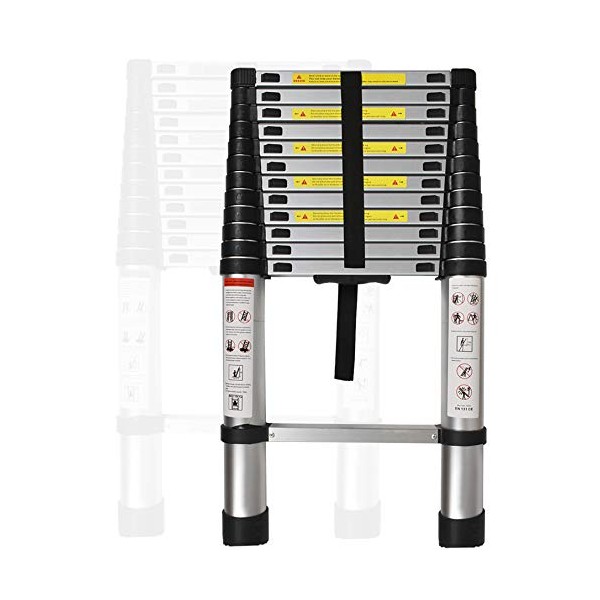 netuera Aluminum Telescopic Extension Ladder Collapsible Ladder, One-Button Retraction Extension