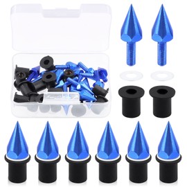 Swpeet 15Pcs Windshield Screws Aluminum Spike Motorcycle Windscreen Bolts Kit, Motorcycle Spike Bolt Screw Short Impaler Compatible with Most Motorcycle Modification Accessorie (Blue)