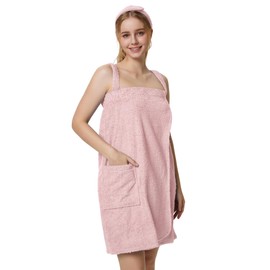 SIORO Women's Towel Wrap Bathrobe Terry Cloth Robes Spa Towel Loungewear with Straps Facial Headband Adjustable Closure S-XL