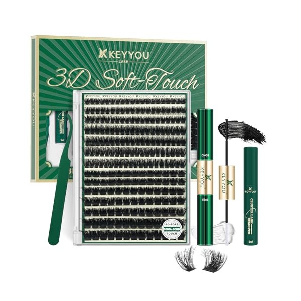 KEYYOU LASH Clusters Kit 3D Effect 231pcs Eyelash Clusters 100D200D