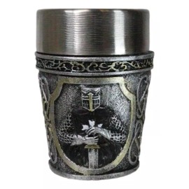 Pack of 4 Black Cloak Medieval Templar Crusader Knight Shot Glasses Set of 4