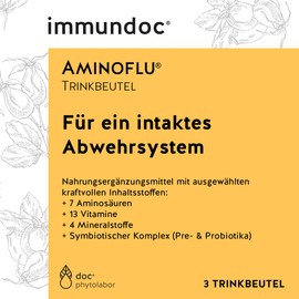 immundoc AMINOFLU Drinking Granules for Daily Wellbeing, 3 Bags, Dietary Supplement with Amino Acids, Vitamins and Minerals