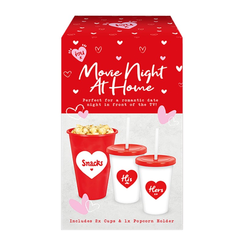 Valentines Movie Night At Home Date Night Set,Re-Usable Popcorn Holder,
