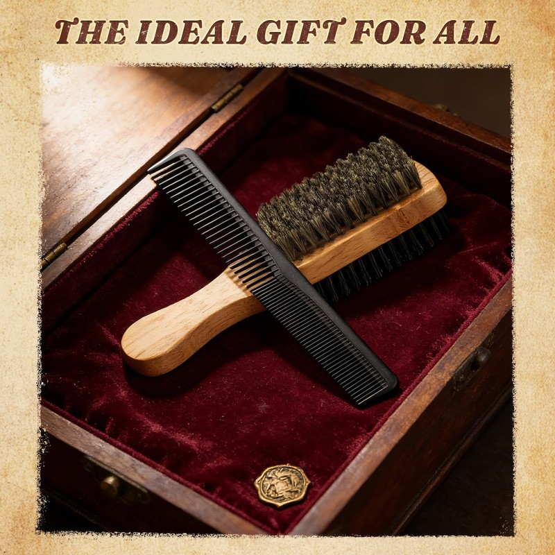 SIMPOR 2PCS Double Sided Boar Bristle Hair Brush Set, 2-in-1