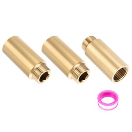 Awclub Shower Head Extension Arm, Brass G1/2 Male to Female Thread 60mm/2.36" Length Extender Pipe Fitting Nipple for Showers, Faucets, and Plumbing with PTFE Thread Seal Tape 3 Pack