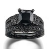 Couple Ring Bridal Sets His And Hers Women Black Gold