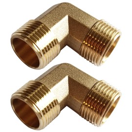 Uenede 2PCS Brass Elbow Pipe Fitting 3/4" NPT Male x 3/4" NPT Male for Water/Oil/Gas