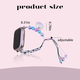 Yreamont Laser Shell Watch Band Bracelet for Women Girls Cute Smart Watch Strap with Shell Pendant, Glitter Smart Watch Bands for Women Girls Fashionable Accessories for Summer Thin Watchband