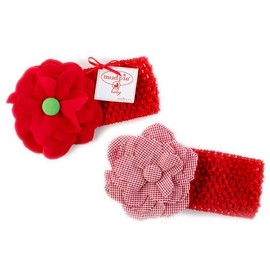 Mud Pie Baby CROCHET FLOWER HEADBAND 130093 Plaid Flower Holiday Collection