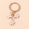 TUCEWP 3Pcs Cute Flower Keychain for Women Girls Pink Enameled