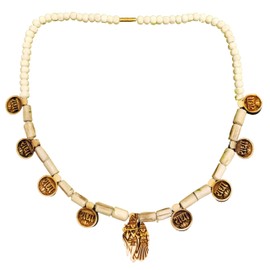 ANVIKA 8 Leaf RADHA Tulasi Necklace Mala With Lord Radha Krishna (Holy basil) Tulsi Pendent Wood Necklace, Religious Chain Mala