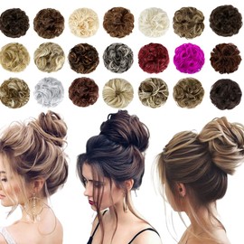 Messy Bun Hair Piece Hair Bun Thick Updo Scrunchies Hair Extensions Ponytail Hair Pieces for Women Girls Dark Red