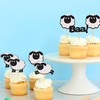Ercadio 24 Pack Sheep Cupcake toppers Black Glitter Farm Animals