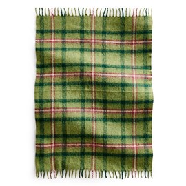 Vera Bradley Women's Wool Blend Woven Throw, Vineyard Green & Burgundy Plaid